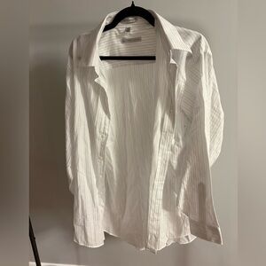 Geoffrey Beene White Shirt with Thin Black Pinstripes